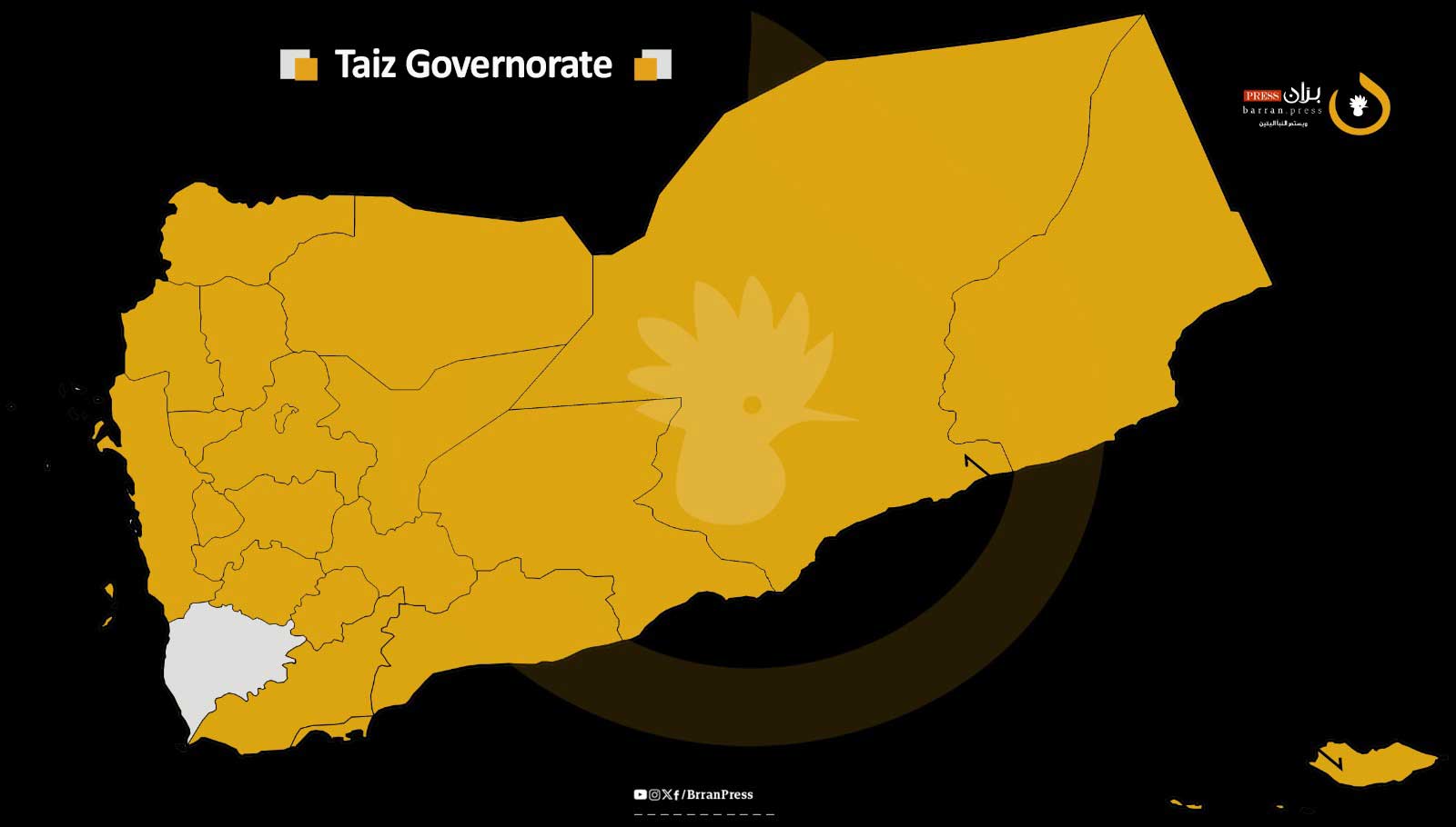 Taiz in Yemen map