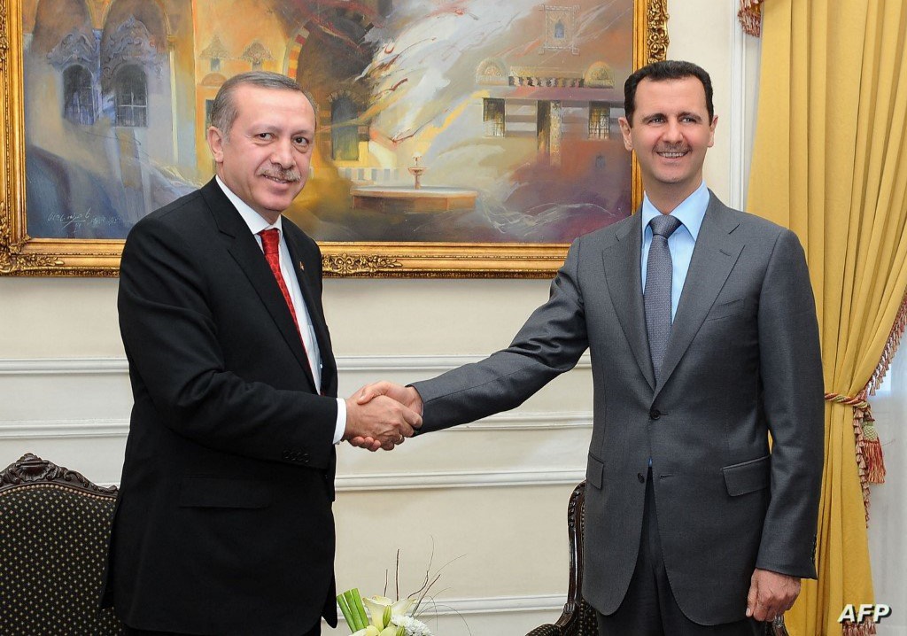 A previous meeting between the Turkish President and his Syrian counterpart, Bashar al-Assad (AFP)