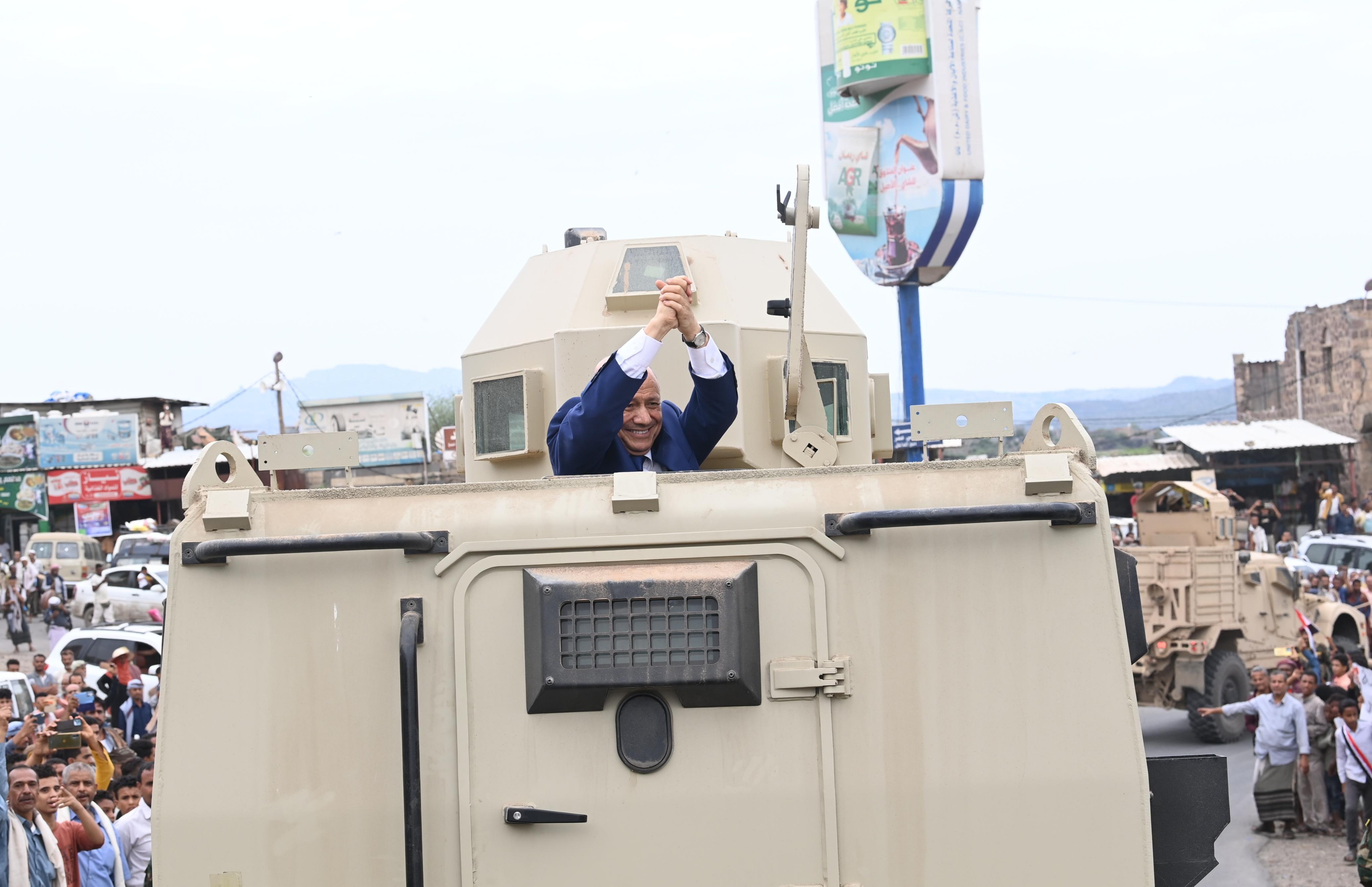 "Rashad Al-Alimi" upon his arrival in Taiz