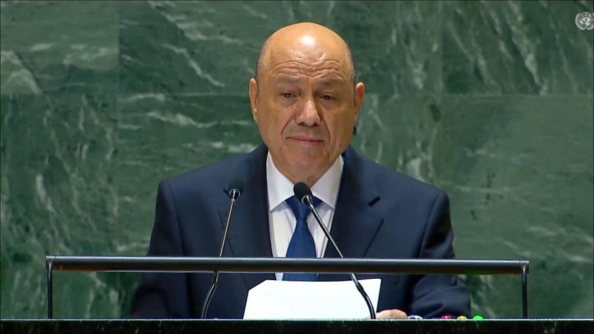 Rashad Al-Alimi during his speech before the United Nations General Assembly