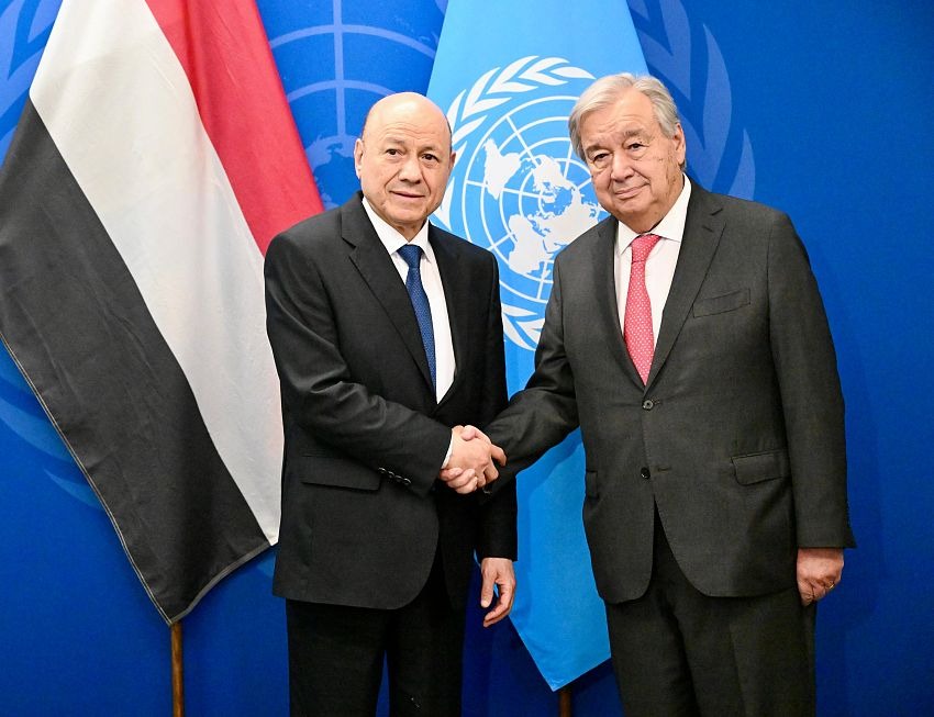 Rashad Al-Alimi with the Secretary-General of the United Nations