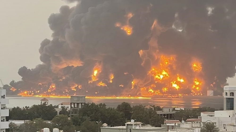 Part of the Israeli bombing of the city of Hodeidah