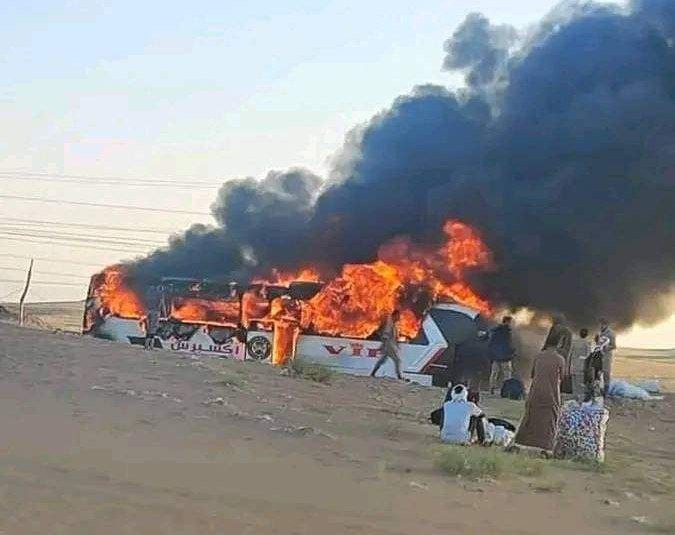 Fire Engulfs Bus in Marib, No Casualties Reported