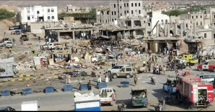 Sarf area following Houthi weapons depots explosion Sarf area following Houthi weapons depots explosion