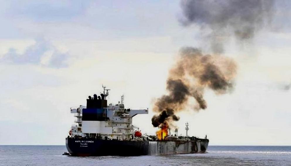 Ship ablaze in the Red Sea -Archive Ship ablaze in the Red Sea -Archive